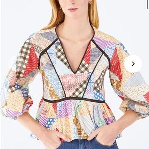 NWT Hunter Bell Patchwork Grayson Top- Size Medium
